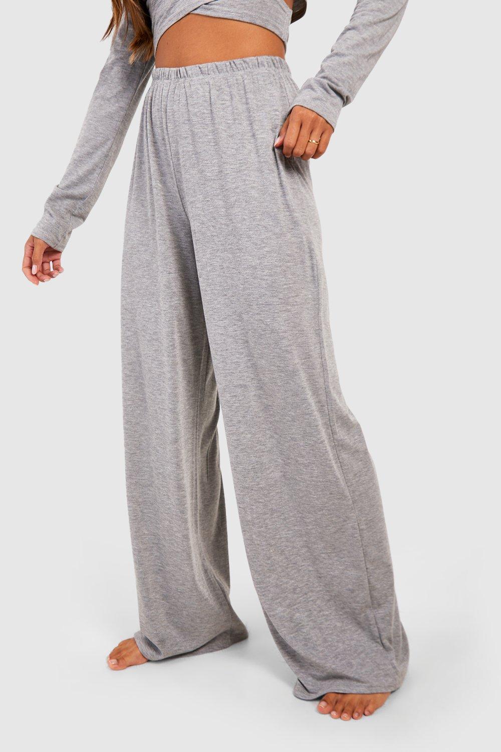 Wide Leg Soft Touch Jersey Pants boohoo